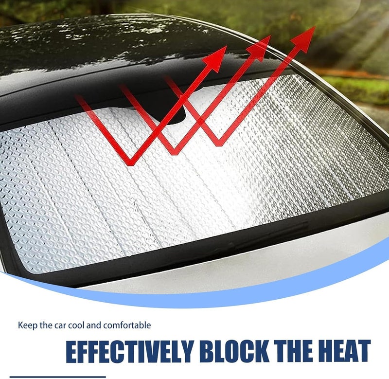 KASTWAVE Market need oriented construction Car Front Windshield Sunshade,Multifunctional Sun Protection Bubble Insulation Cover, Auxiliary Protection Retrofit Accessory, Compatible with Most Cars SUVs (55.11" x 27.55") Assorted natural tone picks - Image 2