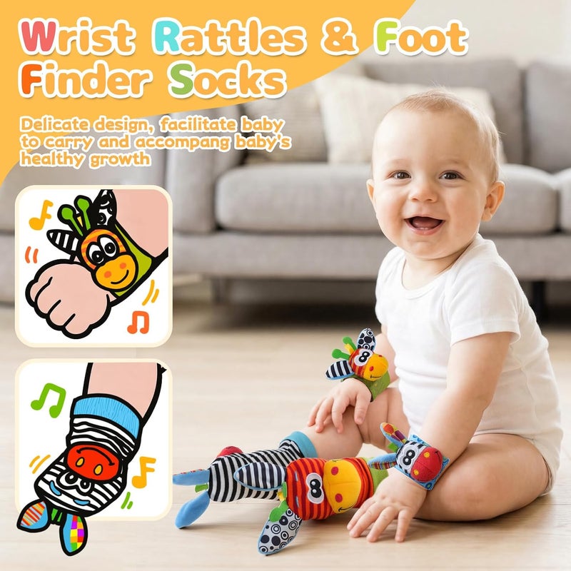 PHEZAPA Baby Toys 0-6 Months, Infant Rattle Socks, Wrist Hand & Foot Finder Socks Set,Soft Newborn Sensory Toys,Infant rattles for Babies 0 3 6 Months,Girl Boy Shower Gifts 6-12 Months - Image 5