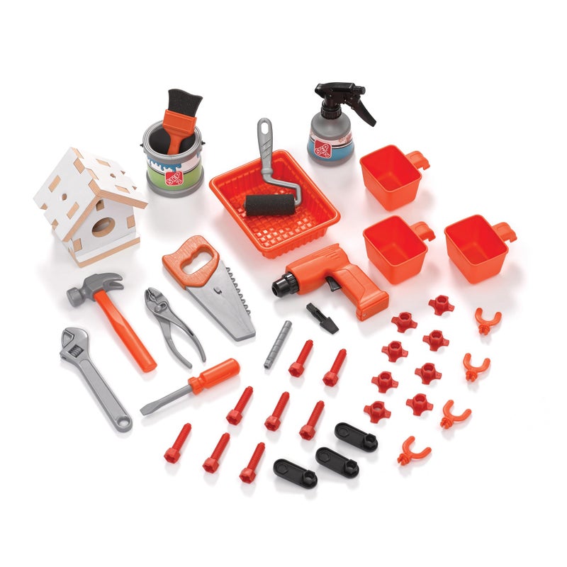 Step2 Big Builders Pro Workshop for Kids, Indoor/Outdoor Tool Bench for Children, Interactive Play with Sounds, Includes 45 Piece Toy Accessory Kit, Made of Durable Plastic, For Toddlers 3+ Years Old - Image 2
