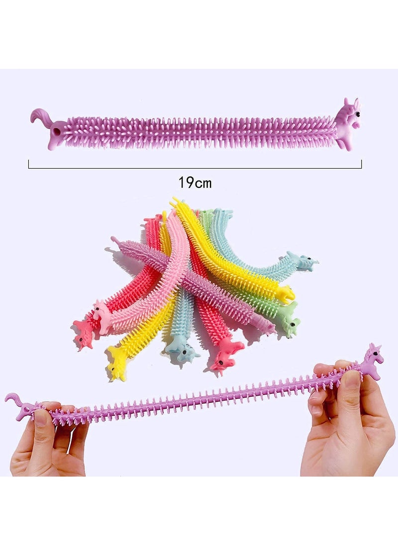 12 Pack Sensory Toys, Unicorn Stretchy String for Stress Relief, Colorful Fidget Anxiety Squeeze Noodles Toy for Kids and Adults with Add,Adhd,Ocd (Multicolour)