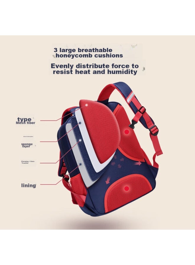 V.nine Backpack For Primary School Boys, Lightweight Children's Schoolbag For Girls, Large Capacity Cloud-style Backpack, British Style Backpack - Image 3