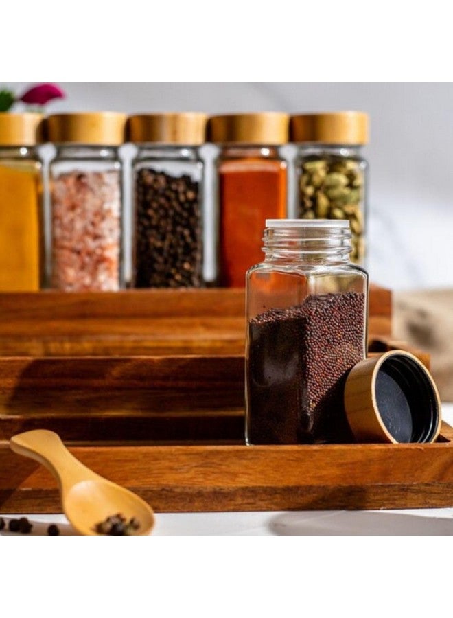 WHISKET 100 Ml Glass Spice Jars With Bamboo Lids, Seasoning Containers Set, Spice Containers With Shaker Lids, Masala Spice Seasoning Bottles (12, Transparent) - Image 3