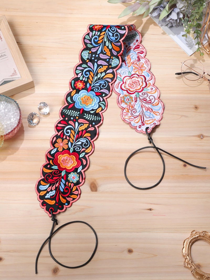 Jeere Women Embroidered Mexican Belt for Dress Floral Traditional Fiesta Waist Sash Cinco De Mayo Luau Party Outfit(Lively) - Image 4