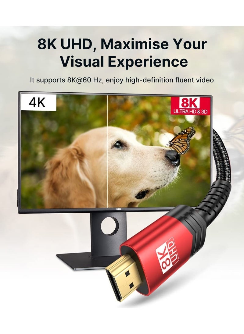 JSAUX 8k UHD Long HDMI Cable 48GBPS HDMI 2.1 Braided Gaming Cable 4K 120Hz 144Hz 8k 60Hz Dynamic Hdr Dts:x 1080P 3D Earc Laptop UHD Gaming Monitor PS5 PS4 Compatible CV0011 3 METER BLACK  - Image 5