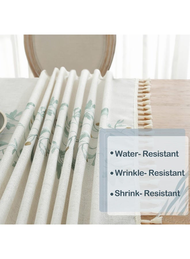 Laolitou  Cotton Linen Waterproof Tablecloth For Dining Table Rustic Farmhouse Kitchen Rectangle Table Cloth Coffee Table Cover, Beige, Green Coffee Flower, 55X102 Inch (Tb5500)  - Image 2
