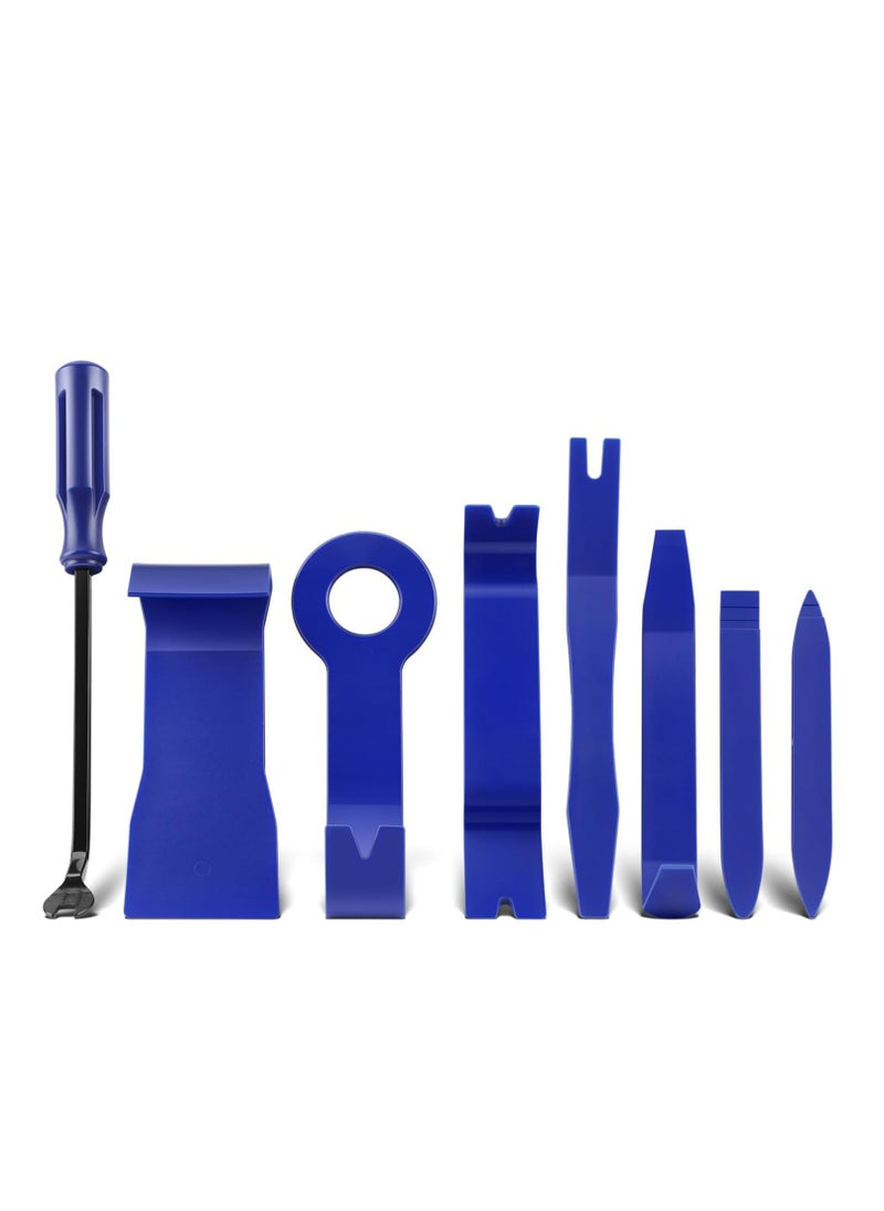 Oasisgalore 8 Piece Blue Car Trim Removal Tool Kit, No-Scratch Plastic Pry Tools for Vehicle Interior Fasteners, Door Panels.  - Image 1