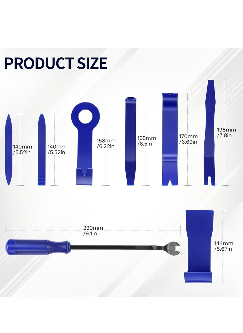 Oasisgalore 8 Piece Blue Car Trim Removal Tool Kit, No-Scratch Plastic Pry Tools for Vehicle Interior Fasteners, Door Panels.  - Image 2
