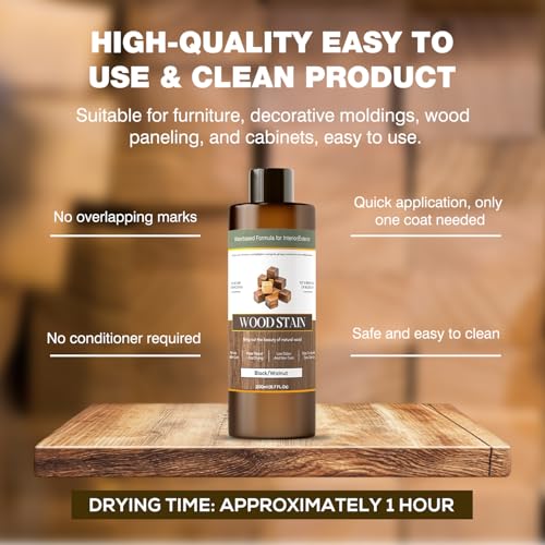LIIZOUSUDA Wood Stain - Stain for Wood - Natural Stain for Furniture - Water Based | Fast Drying, Low Odor - Outdoor & Indoor Paint for Paneling, Cabinets and More - 6.7oz (Black/Walnut) - Image 2