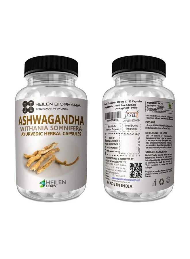 Heilen Biopharm Heilen Biopharm Ashwagandha Powder Capsules For Overall Improvement - 500 mg x 180 Per Bottle Pack of 2  - Image 2