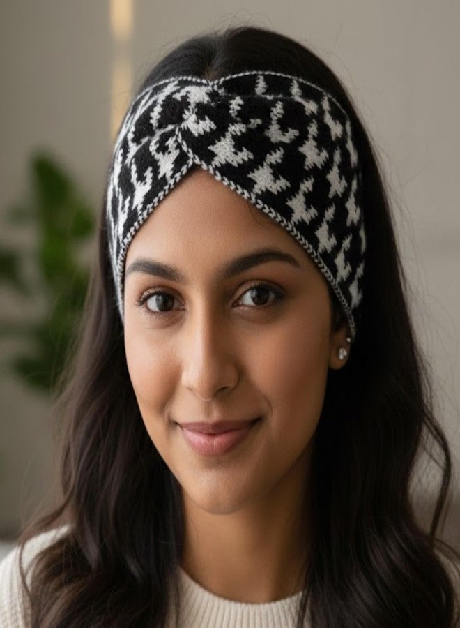 Future Tabs Reversible Headband - Black & White |Two Sides Unisex Winter Headbands | Non-Slip Soft Elastic Sweatbands for Men and Women | Soft, Stylish Winter Ear Warmer for Gym & Jogging - Pack of 1 - Image 3