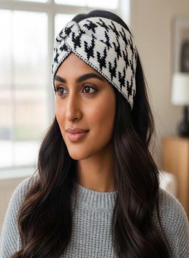 Future Tabs Reversible Headband - Black & White |Two Sides Unisex Winter Headbands | Non-Slip Soft Elastic Sweatbands for Men and Women | Soft, Stylish Winter Ear Warmer for Gym & Jogging - Pack of 1 - Image 2
