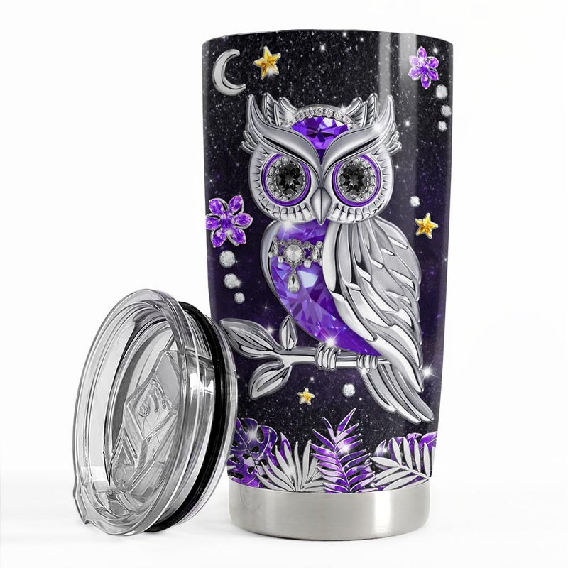 SANDJEST Owl Tumbler 20oz Jewelry Drawings Stainless Steel Insulated Tumblers Owl Gift for Women Girls Coffee Travel Mug Cup Owls Gifts for Birthday Christmas