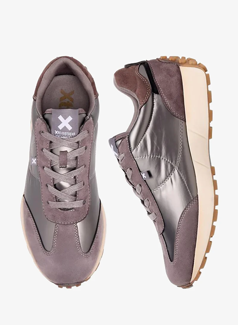 إكستي Women Metallic Lace-Up Ankle Sneakers
