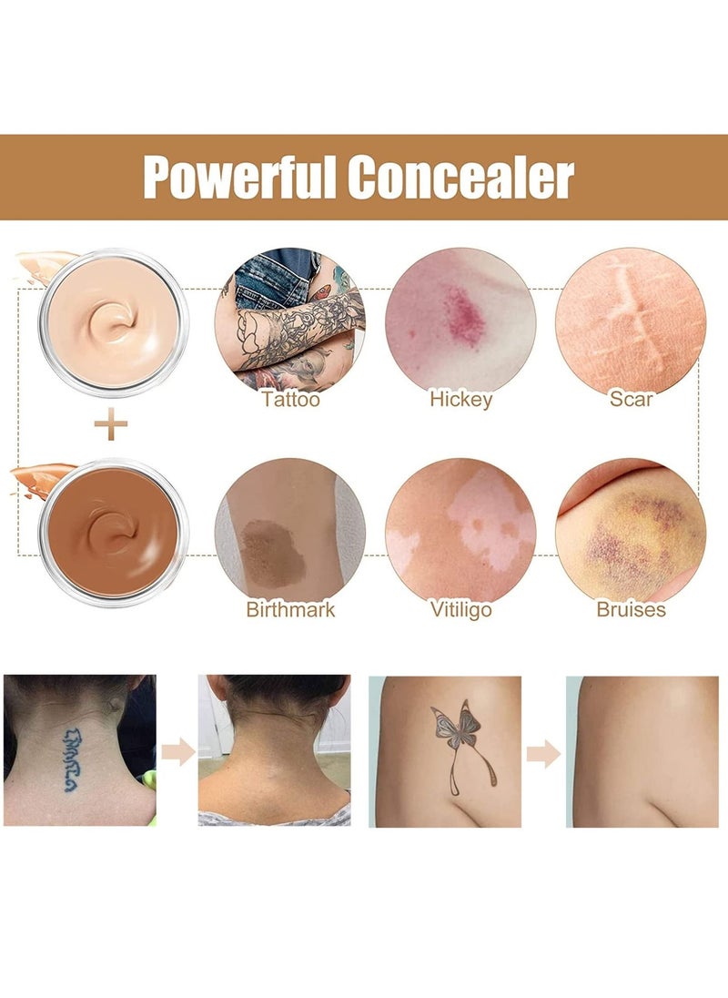 Excefore - Concealer, Professional Scar Concealer Use on Body, Cover up Makeup Waterproof, Skin Concealer for Legs, Dark Spots, Scars, 2 Colors/Set - Image 1