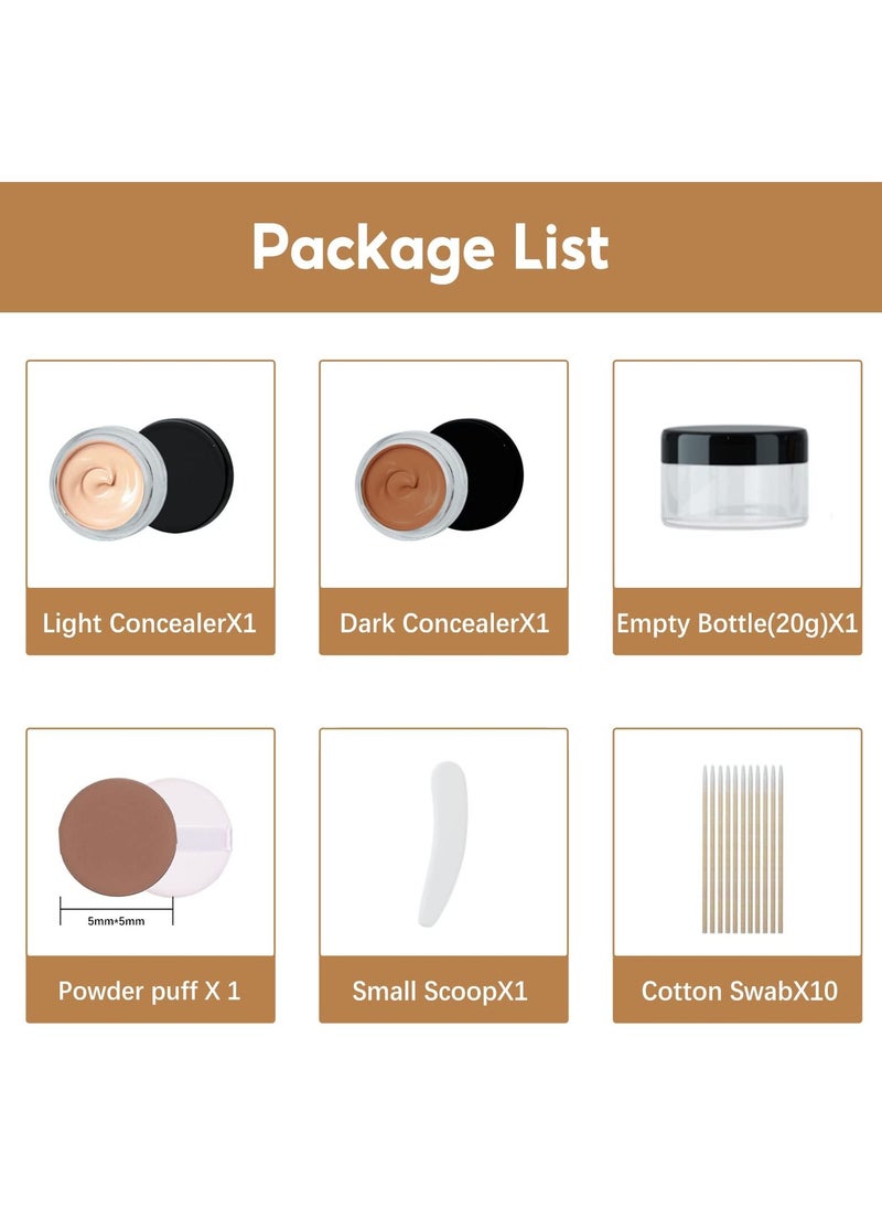 Excefore - Concealer, Professional Scar Concealer Use on Body, Cover up Makeup Waterproof, Skin Concealer for Legs, Dark Spots, Scars, 2 Colors/Set - Image 1