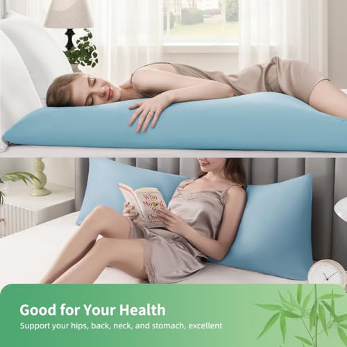 Parkdeny Body Pillowcase, Cooling Viscose from Bamboo Pillow Cover with Zipper Closure, Soft Moisture-Wicking for Hot Sleepers, Hair and Skin-Friendly, Aqua Blue, 1 Pack - Image 2