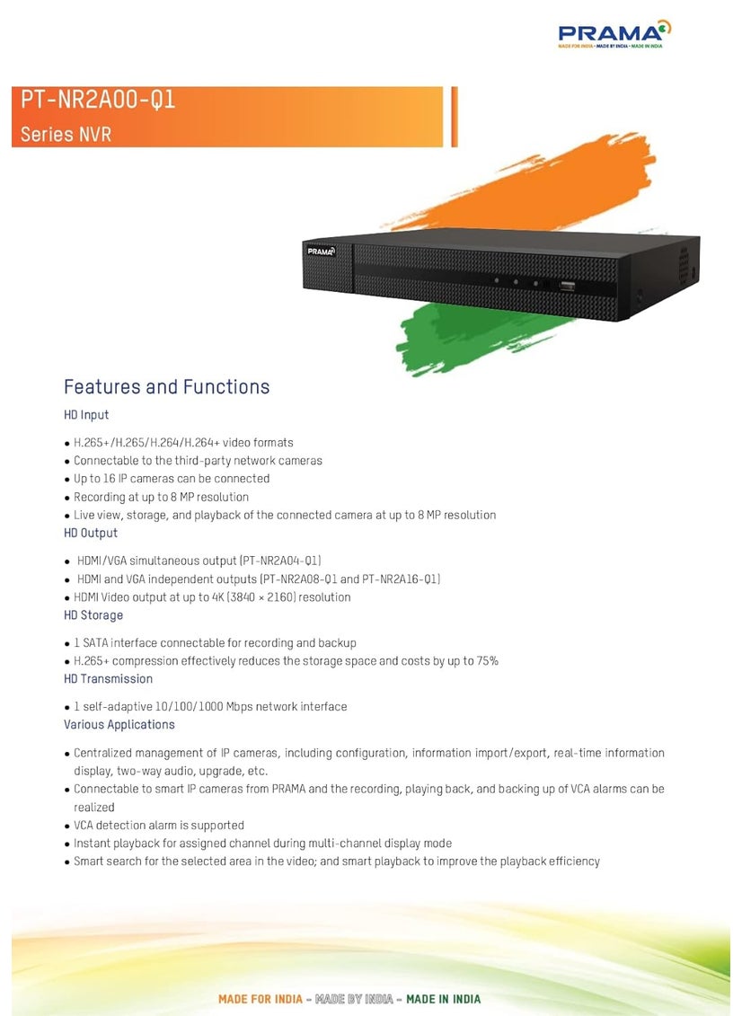 PRAMA PRAMA EVteQ Network Video Recorder with 1 SATA PTNR2A04Q1  - Image 3