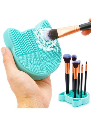 2 in 1 Makeup Brush Cleaning Mat with Brush Drying Holder, Silicon Cat Shaped Brush Cleaner Pad include Cosmetic Brush Organizer Rack, Portable Washing Tool for Makeup (Green) - pzsku/Z3416C623CC845658F2D2Z/45/_/1687536545/ca87a0f2-7d54-4bec-855b-42272bfbfb54