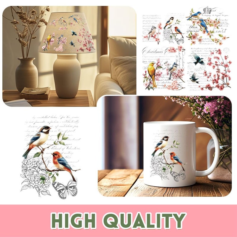 BEUNITONE 3 Sheets Vintage Rub on Transfers for Crafts and Furniture,Floral and Birds,Cold IOD Transfers Sticker,Rub on Transfer Furniture Decals Sticker for Wood,Glass,Desk,DIY Home Decor 11.8x5.9'' - Image 4