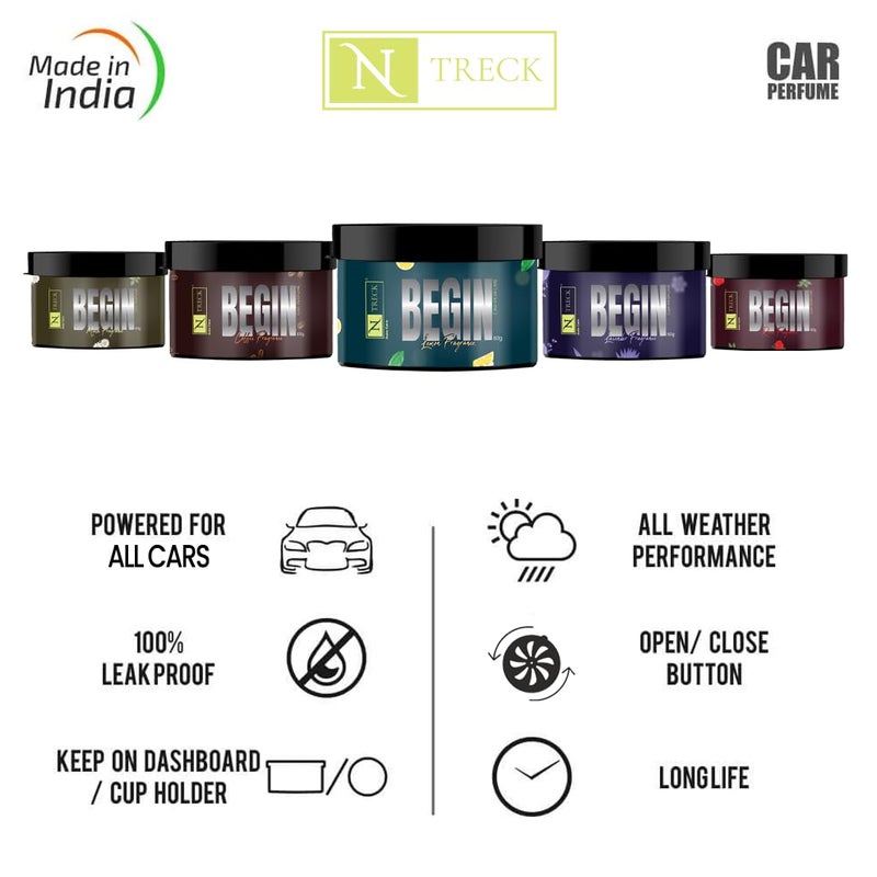 N Treck NTreck Begin Lemon & Musk Fragrance Car Perfume | Long-Lasting Organic Car Air Freshener, Natural Odor Remover Refreshing Car Diffuser for Dashboard & Vents | Eco-Friendly for car Interior - Image 3