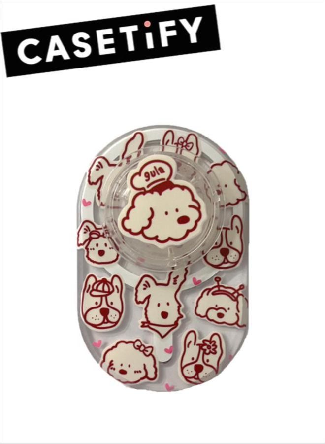 Casetify Gula Dog Phone Grip Stand Compatible with MagSafe, MagSafe Phone Grip Holder, Wireless Charging Compatible White - Image 1