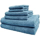 Polyte Oversize, 60 x 30 in, Quick Dry Lint Free Microfiber Bath Towel Set, 6 Piece (Blue) - Image 1
