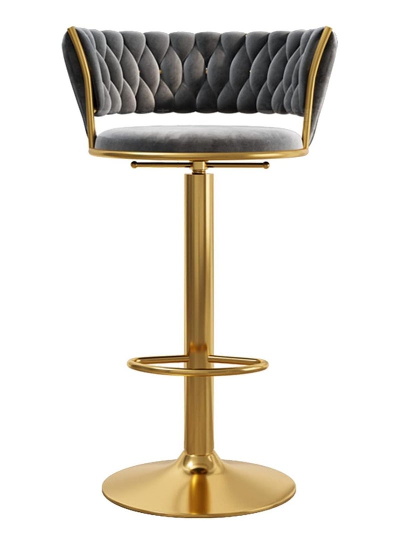 DubaiGallery Woven Bar Stools Counter Height Bar Stools with Low Back, Gold Swivel Bar Stools for Kitchen Island, Bar Pub - Image 1