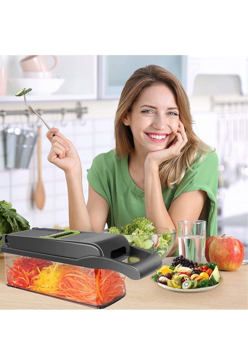 ELTRAZONE Vegetable Chopper - Time-and Labor-Saving Food Chopper - Pro Onion Chopper Vegetable Cutter and Dicers  12 in 1 Multifunctional Veggie Chopper Container for Salad Potato Carrot Garlic - Image 2