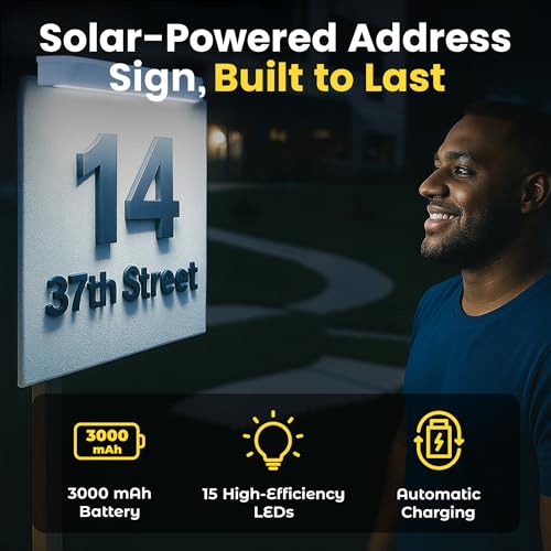 Brighticonics 2Pck Solar Address Sign Light IP65 Waterproof Easy Install Auto DusktoDawn OnOff Outdoor Light for Business Lease Real Estate Sign Post LED Signboard Gifts Warm White 3000K - Image 3