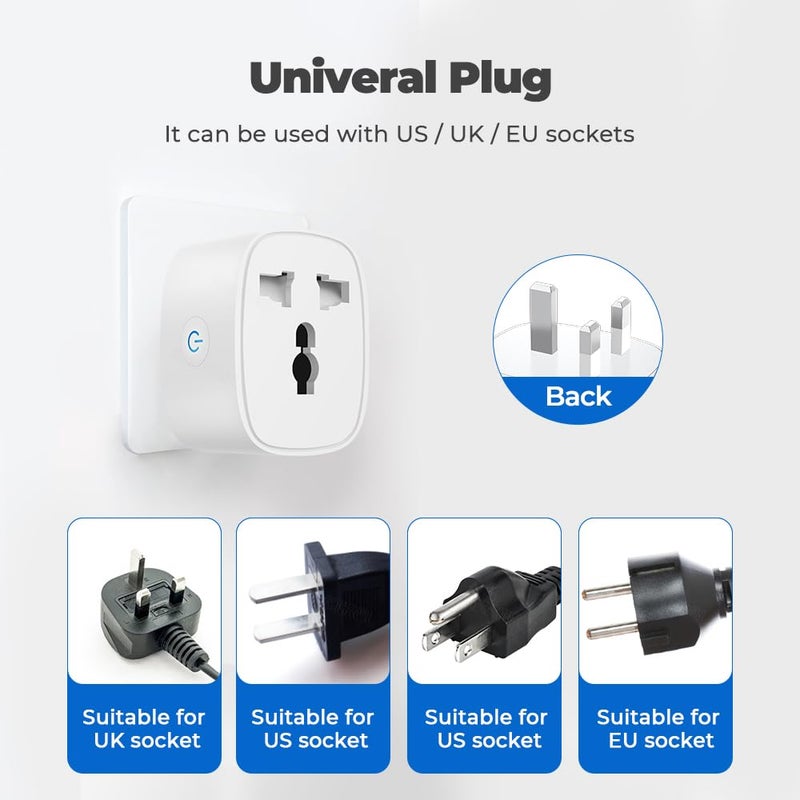 Khazna Universal Smart Plug, 16A Smart Socket Wi-Fi Plug Works with Amazon Alexa, Google Home, Remote Control & Voice Control with Electricity Statistics Timer Function, Wireless Socket for Smart Home - Image 3