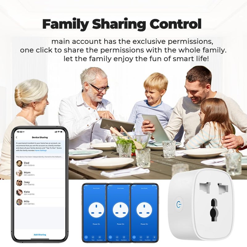 Khazna Universal Smart Plug, 16A Smart Socket Wi-Fi Plug Works with Amazon Alexa, Google Home, Remote Control & Voice Control with Electricity Statistics Timer Function, Wireless Socket for Smart Home - Image 5