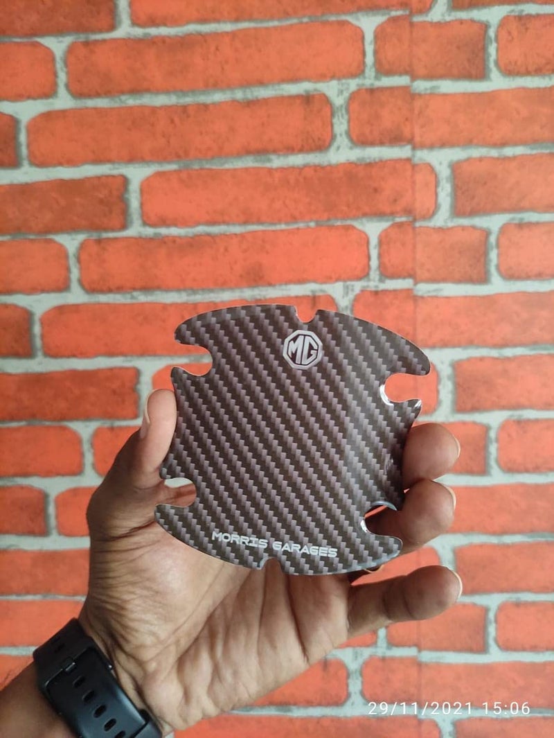 BIG FLAG BFRC 3D Gel Finish Car Door Carbon Fiber Handle Cup Scratch Guard Sticker Universal for Specific Brand (Pack of 4) (MRDRCFVAR) (MG) - Image 5