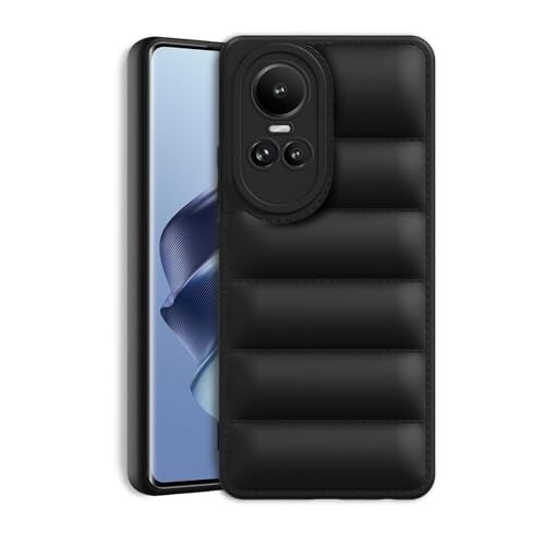 Plus Puffer Case Camera Protection Soft Back Cover for Oppo Reno 10 5G | Oppo Reno 10 Pro 5G - Black - Image 1