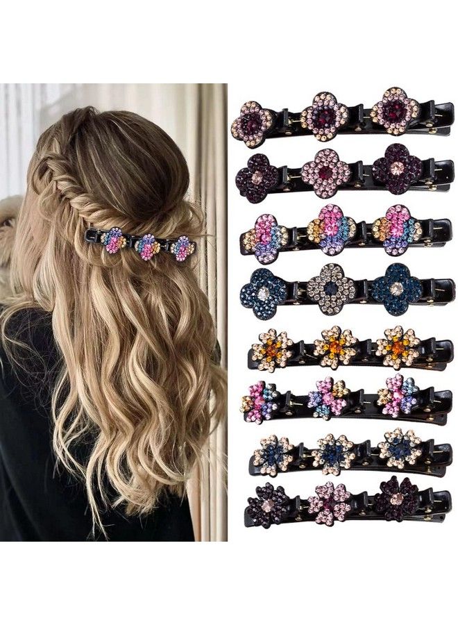 FDBJulyy 8 Pcs Hair Clips Sparkling Crystal Stone Braided Hair Clips For Women Hair Braided Hair Clips For Thick Thin Hair Girls Hair Accessories Clover Hair Clips For Styling Sectioning Large Hair Clips - Image 2
