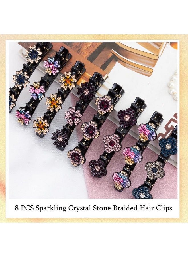 FDBJulyy 8 Pcs Hair Clips Sparkling Crystal Stone Braided Hair Clips For Women Hair Braided Hair Clips For Thick Thin Hair Girls Hair Accessories Clover Hair Clips For Styling Sectioning Large Hair Clips - Image 3