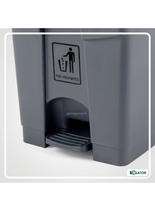 Gator Step Trash Bin | Plastic Matte Finish | Suitable For Bathrooms, Kitchens & Communal Spaces | Grey | 30 Liters - Image 3