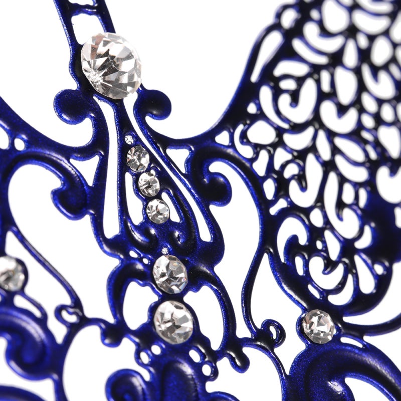 Luxury Butterfly Design Blue Cut Metal Half Mask with Rhinestones Masquerade Ball Halloween Mask - Image 3