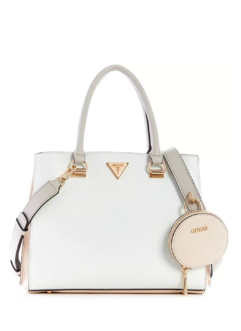 GUESS - GUESS Womens Alexie Satchel Bag Satchel Bag White - Image 1