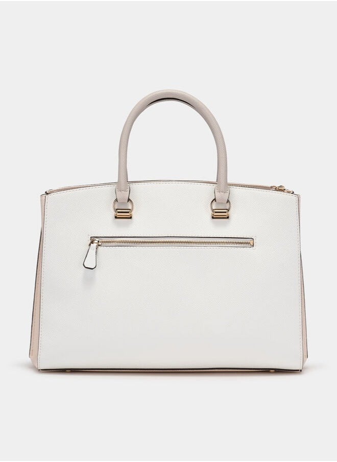 GUESS - GUESS Womens Alexie Satchel Bag Satchel Bag White - Image 1