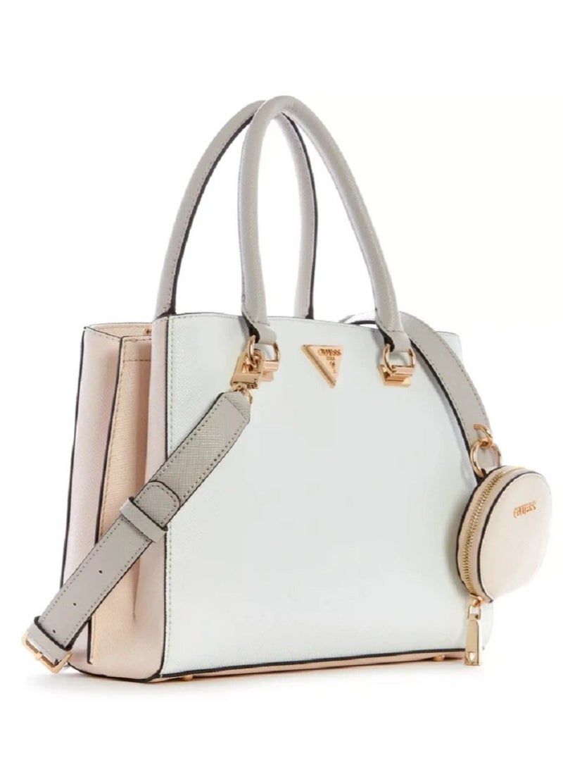 GUESS - GUESS Womens Alexie Satchel Bag Satchel Bag White - Image 1