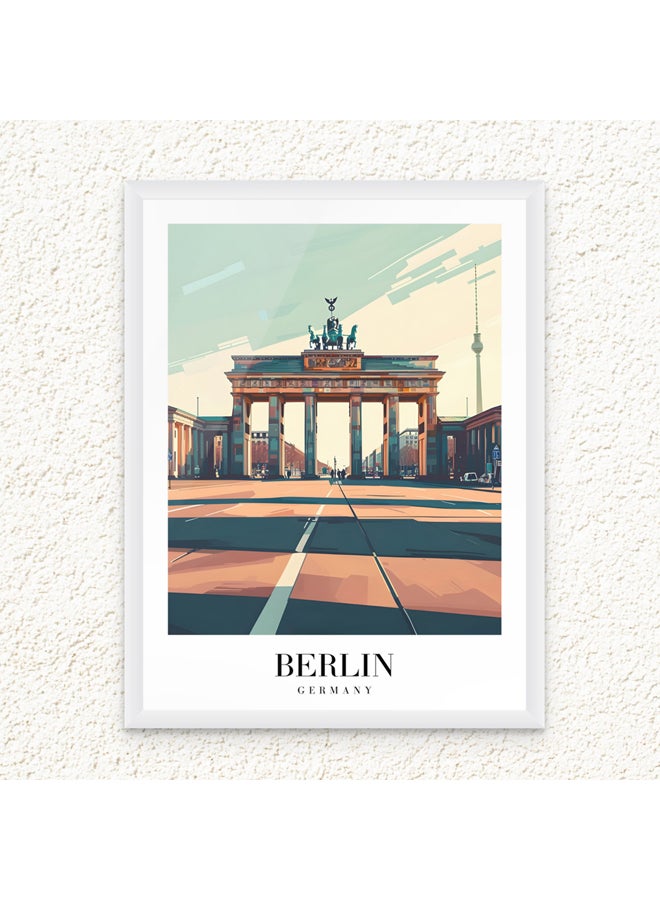 Art Decor Art Decor Framed Fine Art Portrait Print of Berlin Wall Brandenburg Gate Travel Poster Wall Décor for Home Living Room Bedroom Office Hotel Studio - Image 1