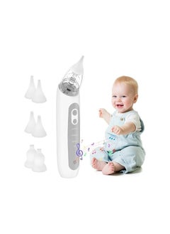 Nasal Aspirator Baby, Baby Snot Sucker, Include 6 Silicone Tips(3 Types Two Each) and 3 Suction Levels, Electric Nose Sucker for Newborns, Toddlers, Nose Cleaner with Baby Music Player Function