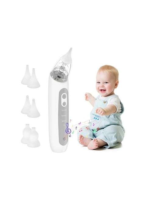 Nasal Aspirator Baby, Baby Snot Sucker, Include 6 Silicone Tips(3 Types Two Each) and 3 Suction Levels, Electric Nose Sucker for Newborns, Toddlers, Nose Cleaner with Baby Music Player Function