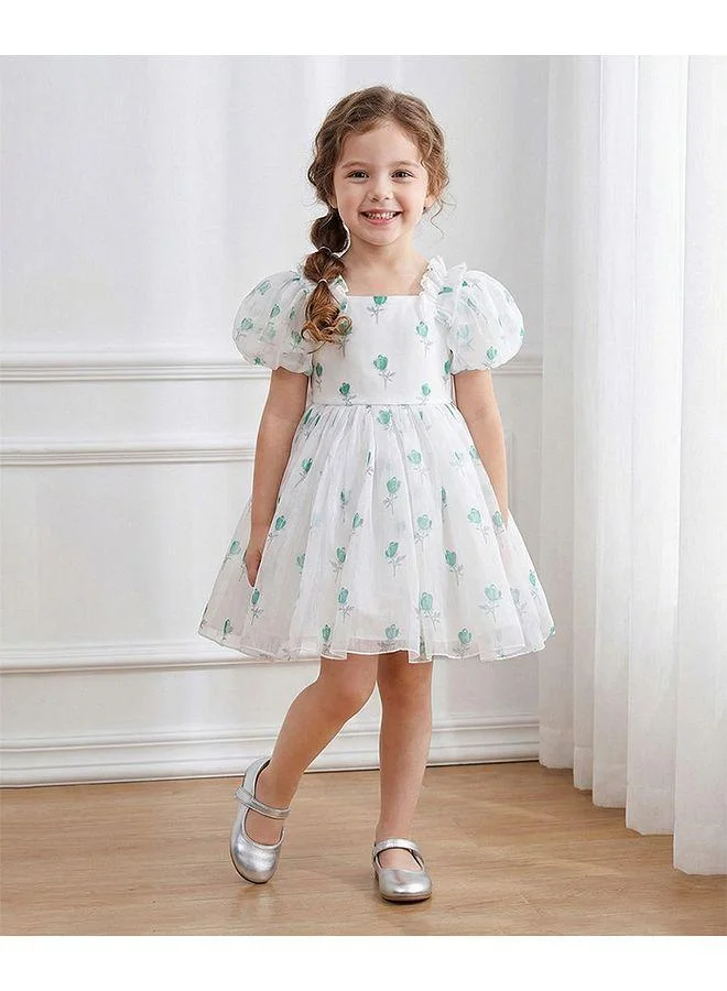 Mark & Mia Mark & Mia Floral Printed Short Sleeves Frock - White