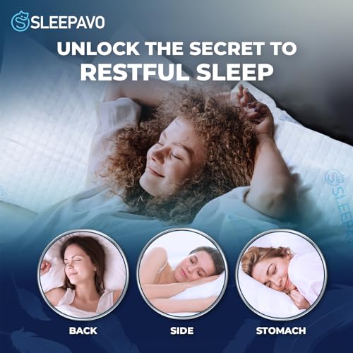 Sleepavo Adjustable Shredded Memory Foam Pillows Queen Size Set of 2 - Extra Soft Cooling Bed Pillows for Sleeping - Back, Stomach, Firm Side Sleeper, Comfy Cool - 2 Pack Best Sleepy High Loft Pillow - Image 4