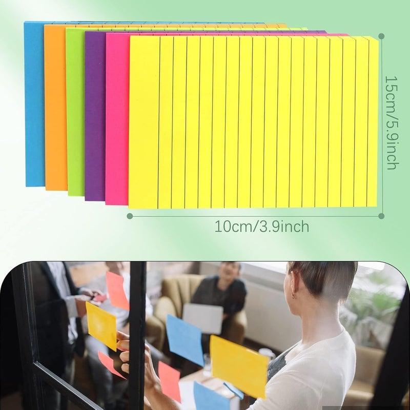 Elvyagod Lined Sticky Notes 4 x 6 Inch - 10 Pack, Large Colored Self-Stick Notes with Lines - Bright Ruled Post Stickies for Office, Home, School, Meeting - 50 Sheets per Pad - Image 4