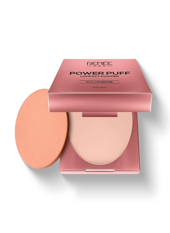 RENEE PRO Power Puff Compact Powder - Wonder, Lightweight and Velvety Matte Finish, Helps Achieve Even Toned Skin, Minimizes Appearance Of Pores & Fine Lines, Helps Control Excess Oil & Shine, 9 Gm - Image 1