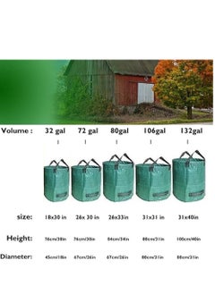 KASTWAVE Garden Waste Bags, Heavy Duty 120 Litre Lawn Cleaning Bag, Builders Bags Reusable, Industrial Fabric and Handles, Green Garden Waste Sacks, Garden Bags Heavy Duty with Handles, 3 Pcs  - Image 3