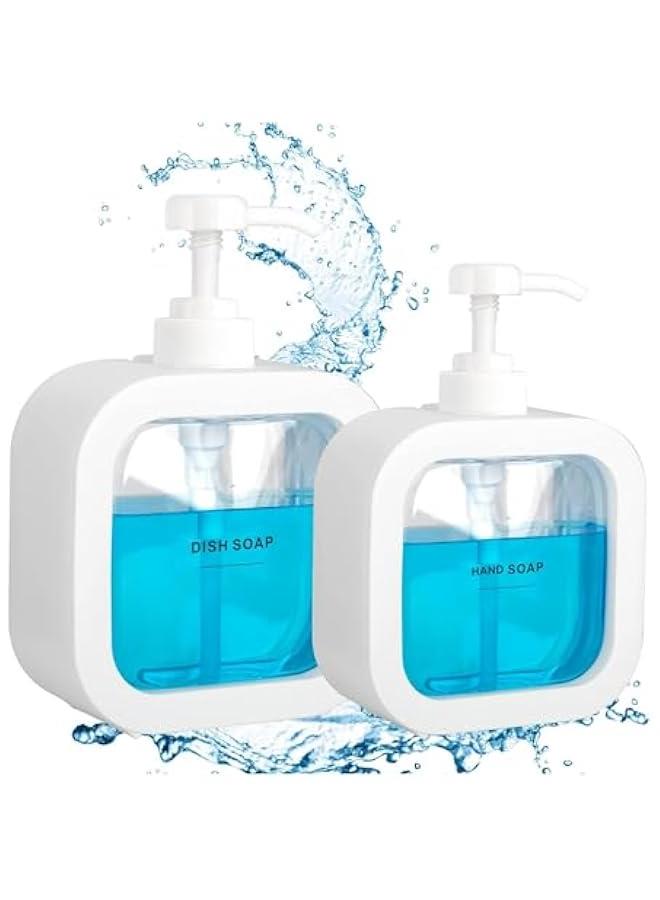 هوكور اي بين موزع صابون لليدين للحمام، موزع صابون اطباق عصري لحوض المطبخ، موزع صابون بلاستيكي صغير مع مضخة وملصقات (ابيض) - Image 1