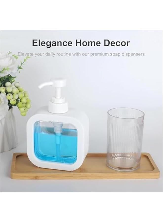هوكور اي بين موزع صابون لليدين للحمام، موزع صابون اطباق عصري لحوض المطبخ، موزع صابون بلاستيكي صغير مع مضخة وملصقات (ابيض) - Image 2